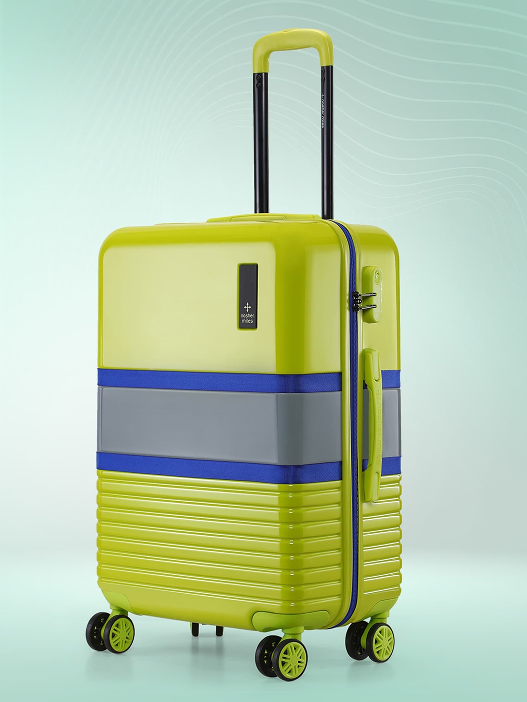 

Nasher Miles Mexico Colourblocked Hard-Sided Trolley Suitcase-76.0L, Lime green