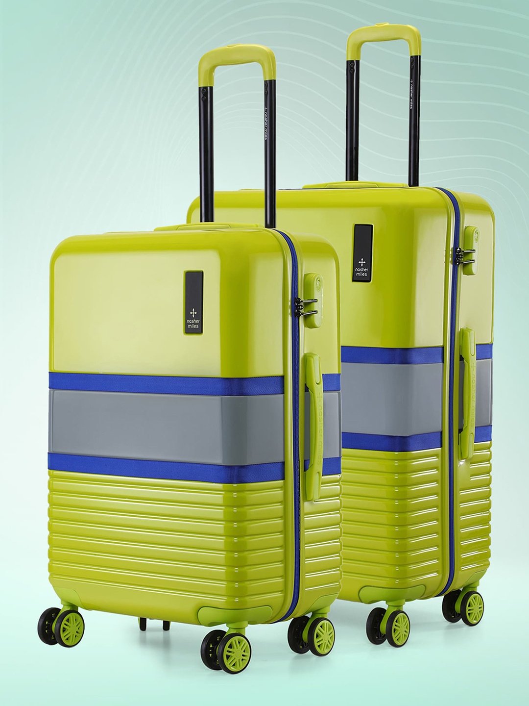 

Nasher Miles Mexico Set Of 2 Hard-Sided Trolley Bags- 75 cm, Lime green