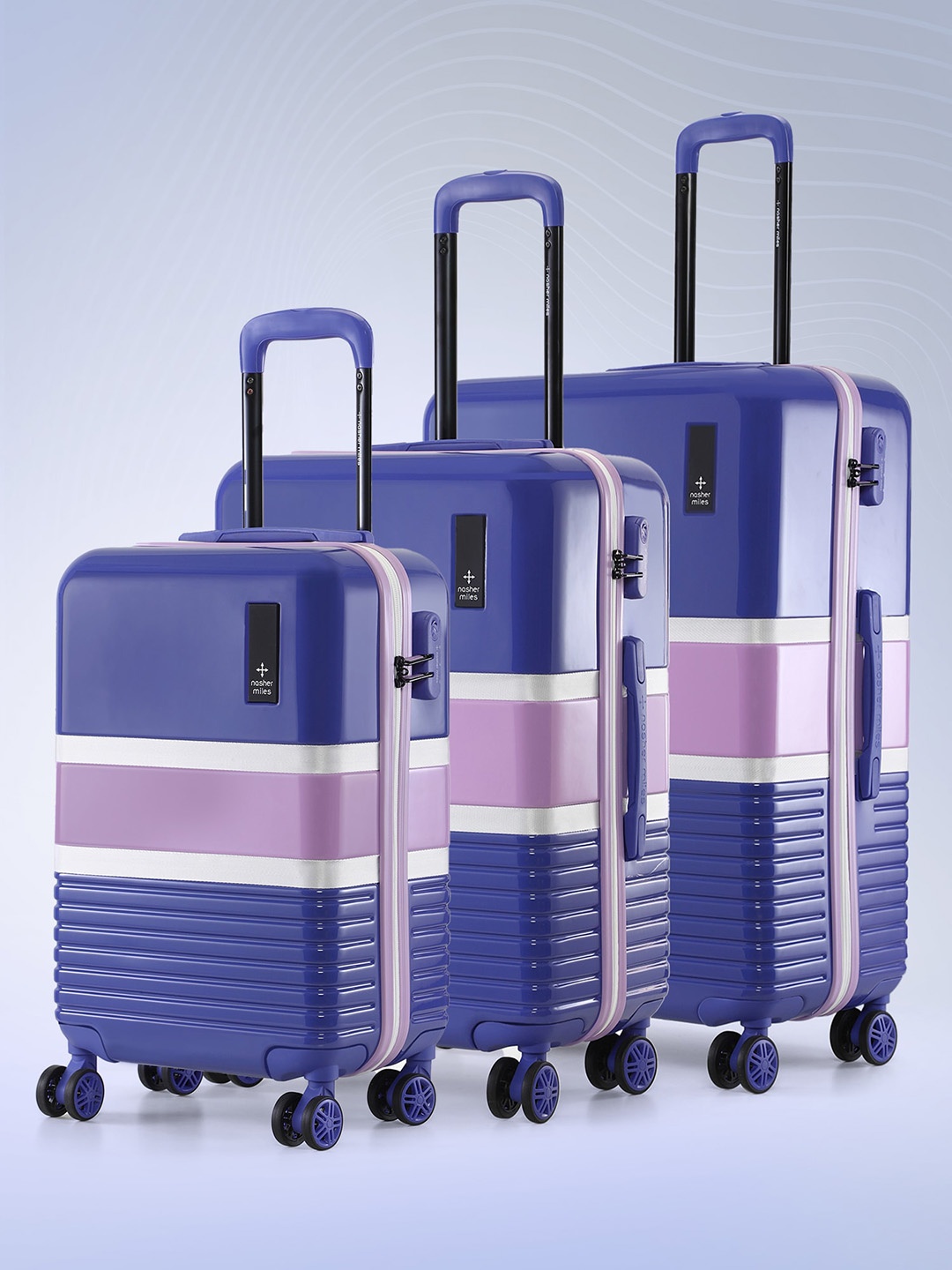 

Nasher Miles Mexico Set Of 3 Hard-Sided Trolley Bags- 75 cm, Blue