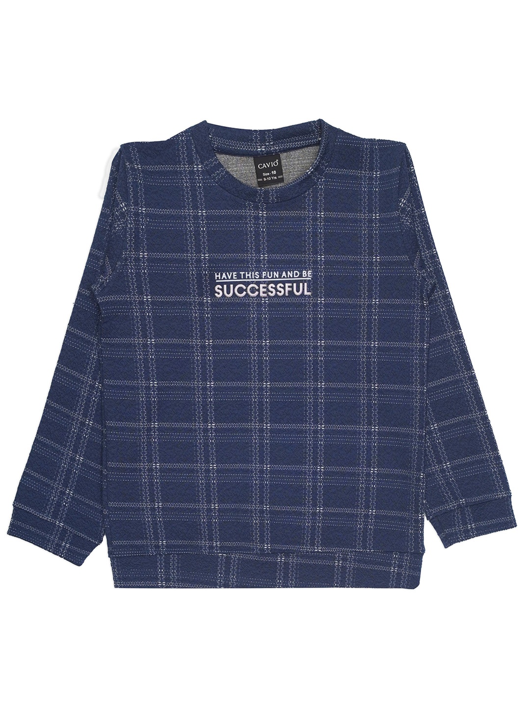 

CAVIO Boys Checked Pure Cotton Sweatshirt, Blue