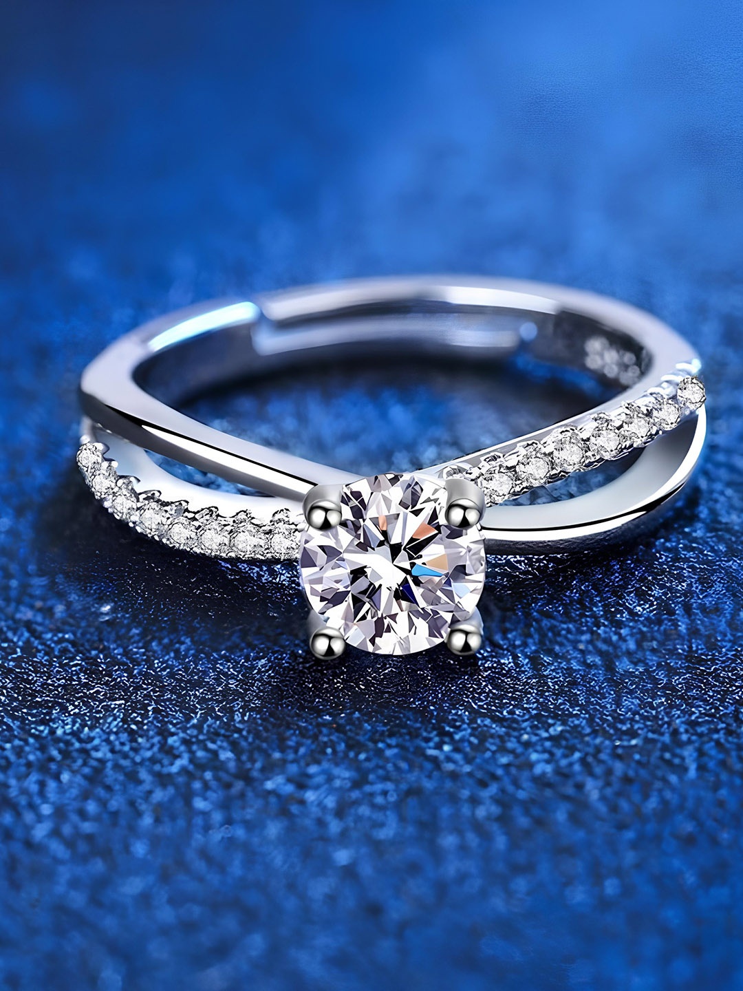 

KARISHMA KREATIONS Set Of 2 Silver-Plated Cubic Zirconia Studded Adjustable Finger Ring