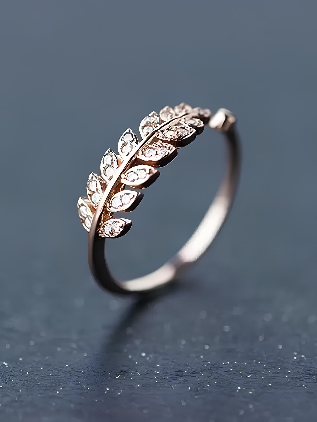 

KARISHMA KREATIONS Set Of 2 Stainless Steel Rose Gold-Plated Cubic Zirconia Finger Ring