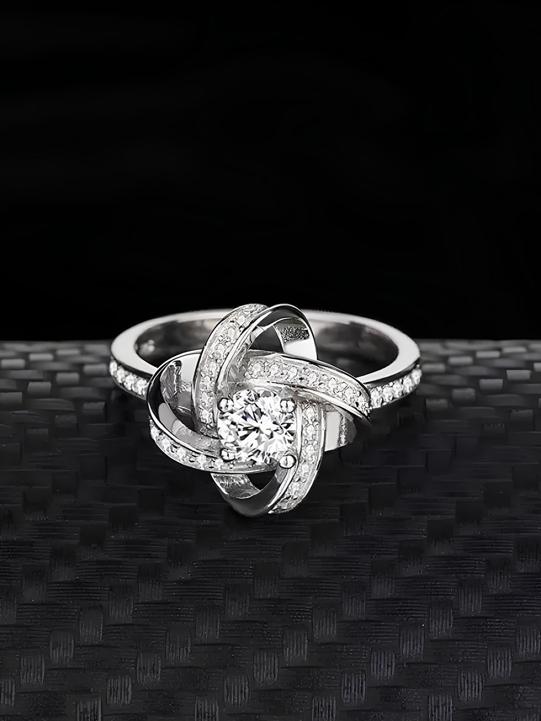 

KARISHMA KREATIONS Set Of 2 Silver Plated Stainless Steel Cubic Zirconia Finger Ring