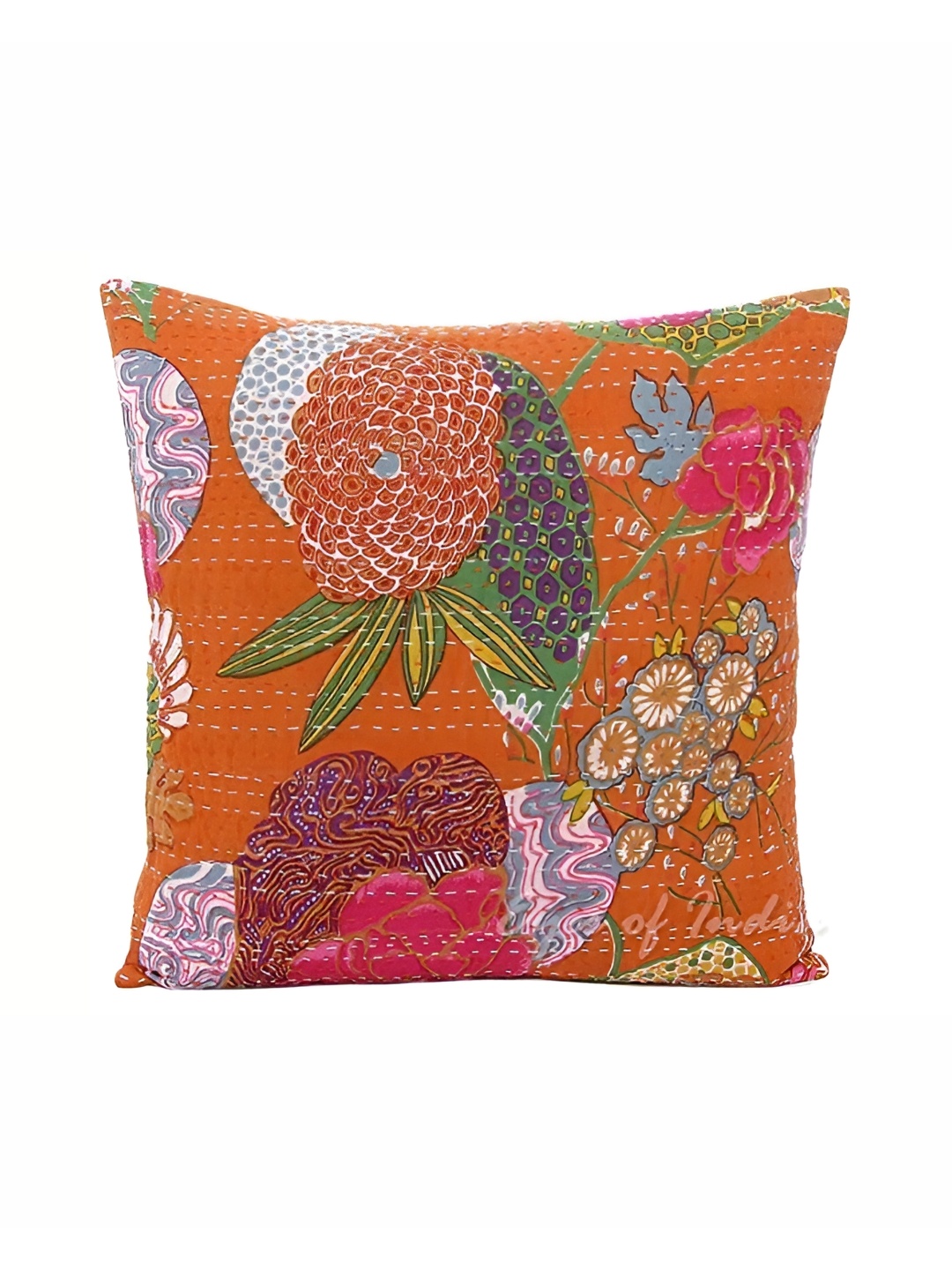 

REGMESS Orange & Green Embroidered Square Cushion Covers