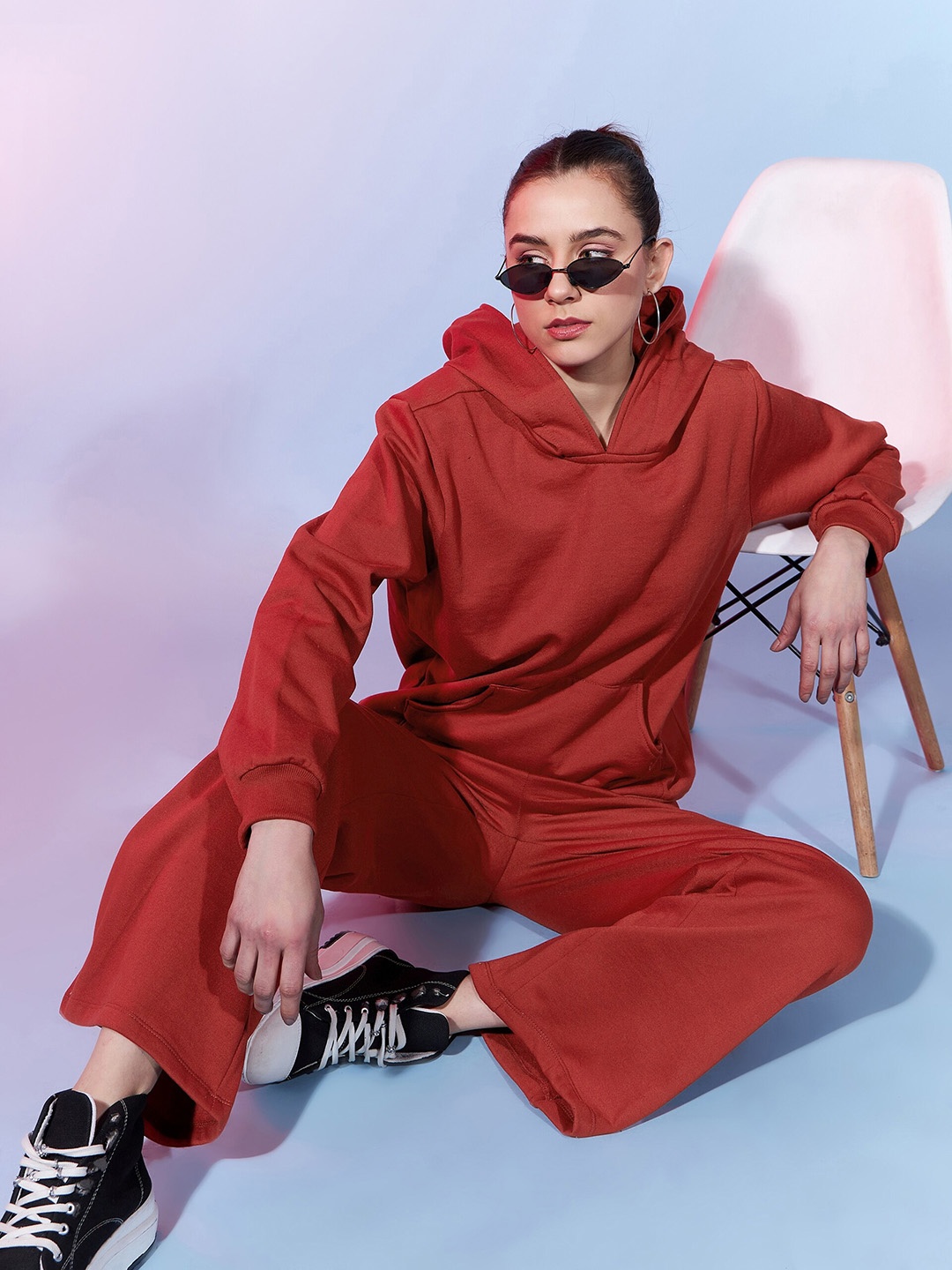 

DressBerry Rust Hooded Long Sleeves Sweatshirt With Trousers
