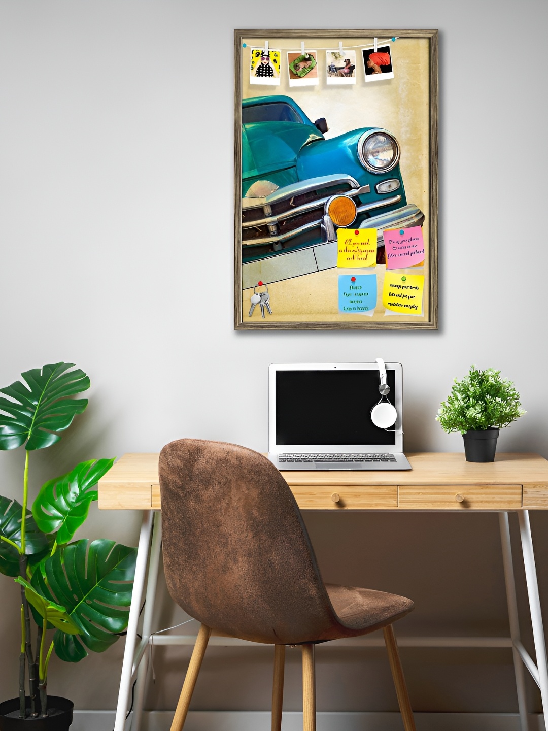 

ArtzFolio Gold-Toned Wooden Bulletin Board With Sticky Notes Wall Hangings Wall Decor