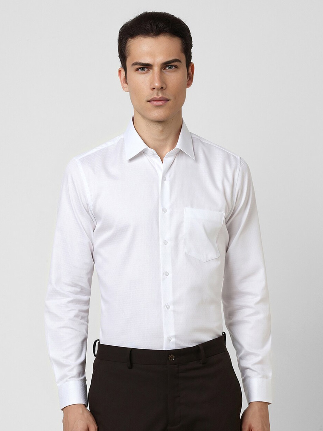 

Van Heusen Spread Collar Slim Fit Textured Party Pure Cotton Shirt, White