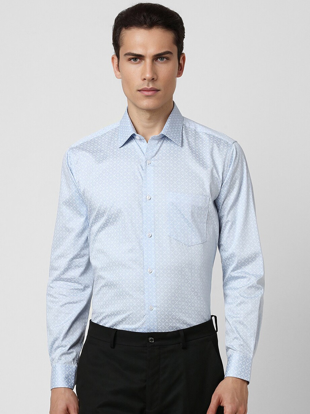 

Van Heusen Regular Fit Floral Printed Full Sleeves Cotton Party Shirt, Blue