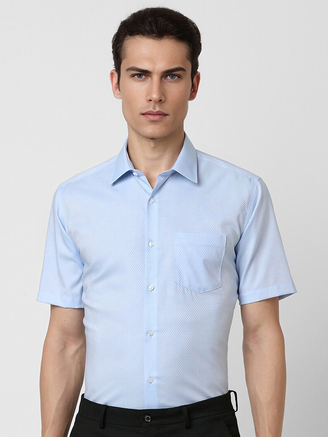 

Van Heusen Printed Cotton Formal Shirt, Blue