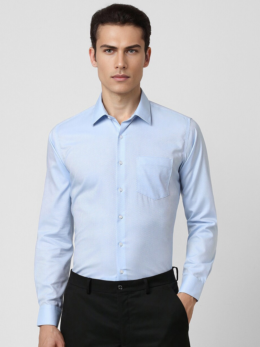 

Van Heusen Men Slim Fit Textured Formal Shirt, Blue