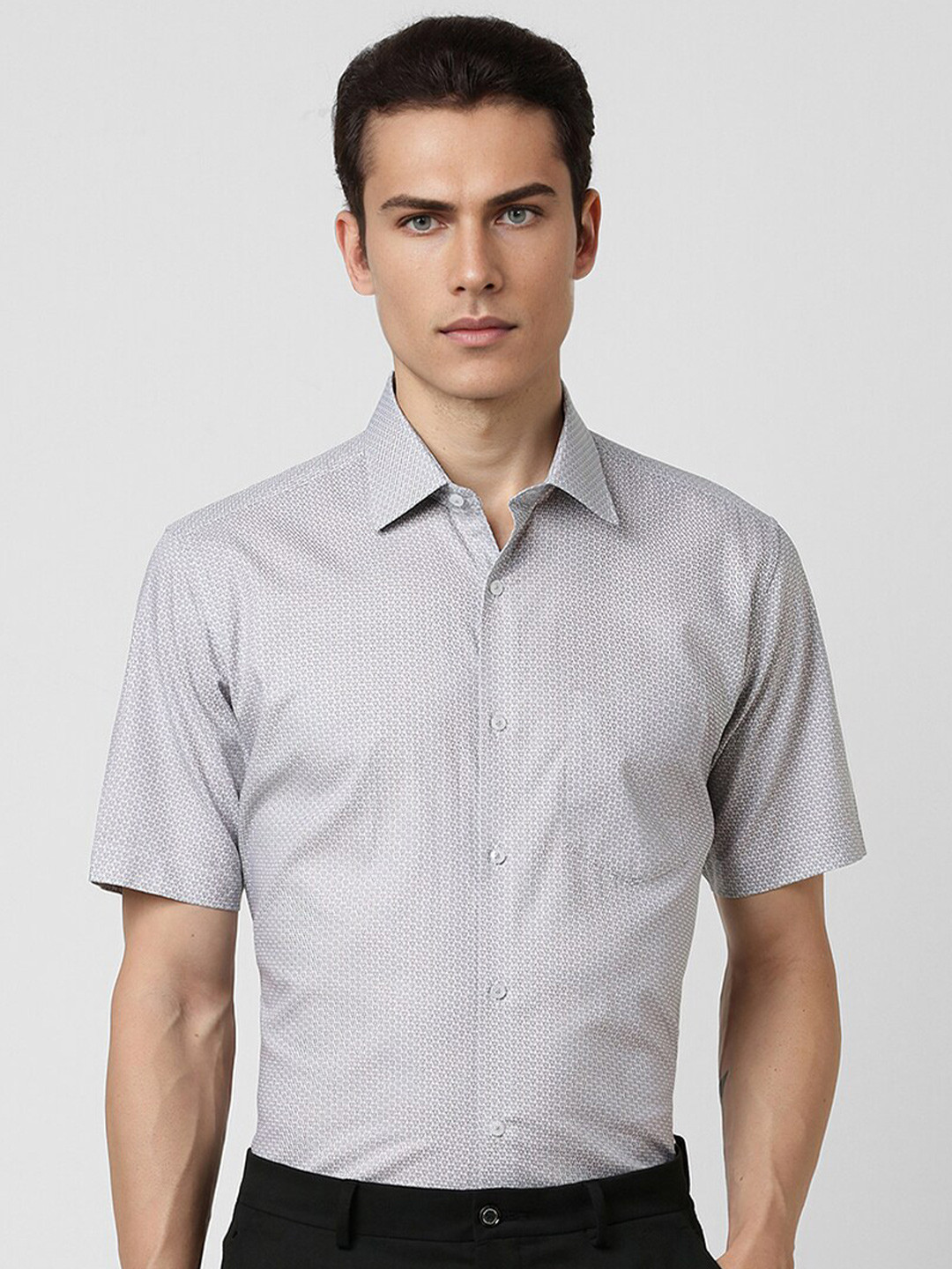 

Van Heusen Regular Fit Micro Ditsy Printed Cotton Formal Shirt, Grey