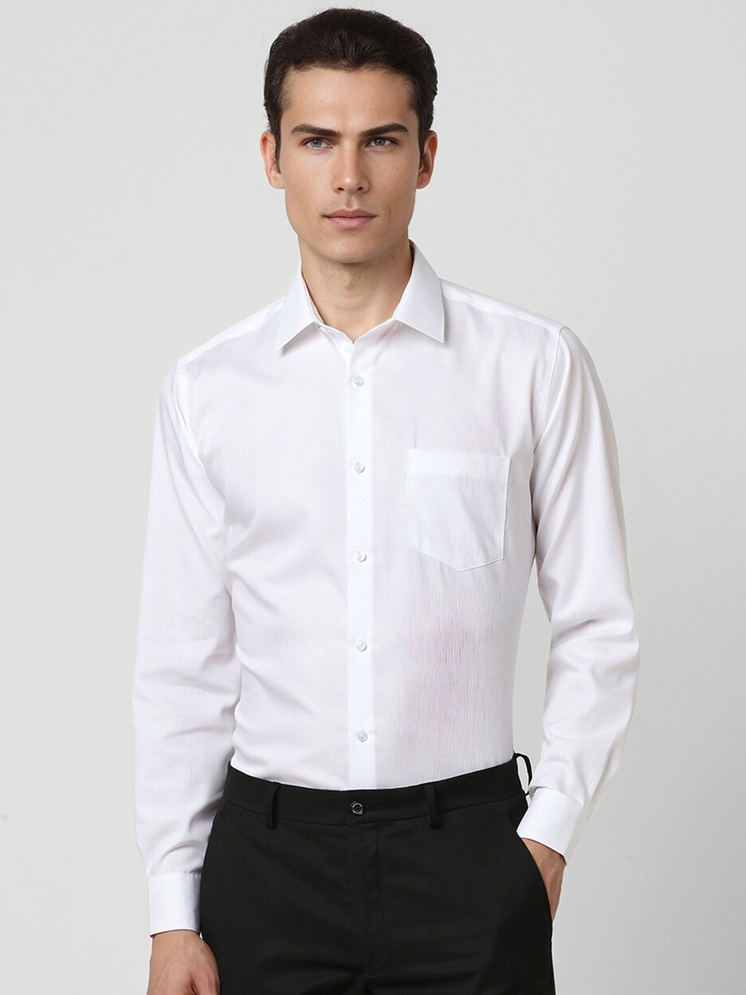 

Van Heusen Regular Fit Striped Full Sleeves Cotton Formal Shirt, White
