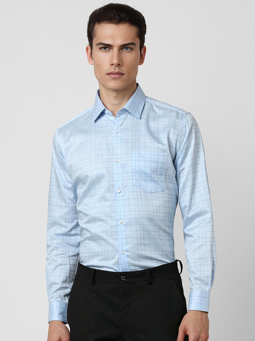 

Van Heusen Cotton Checked Formal Shirt, Blue