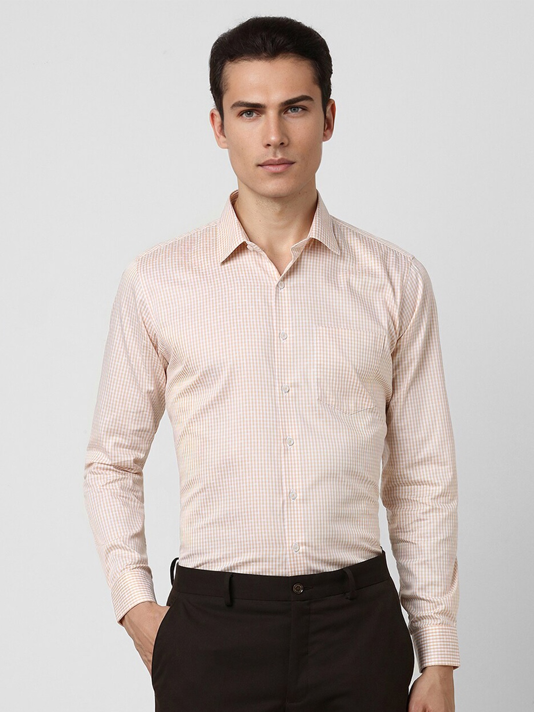 Van Heusen Slim Fit Cotton Formal Shirt, Beige
