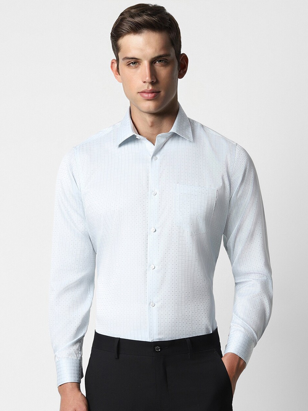 

Van Heusen Regular Fit Checked Cotton Formal Shirt, Blue