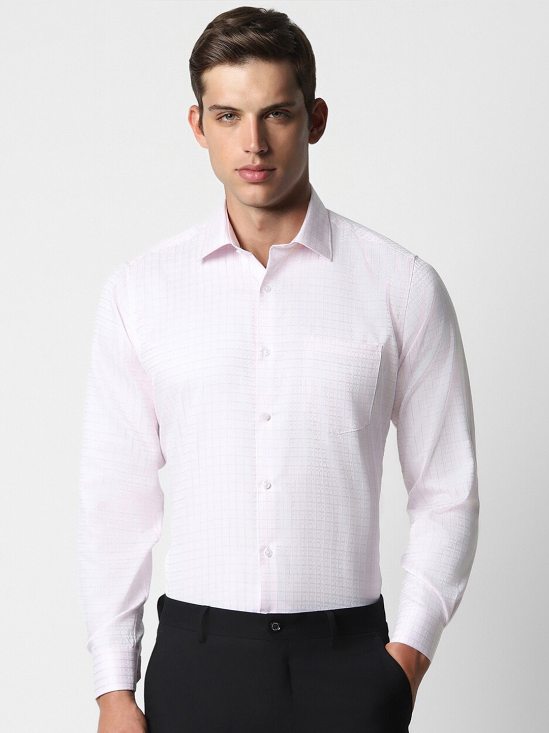 

Van Heusen Grid Tattersall Checked Formal Pure Cotton Shirt, Pink