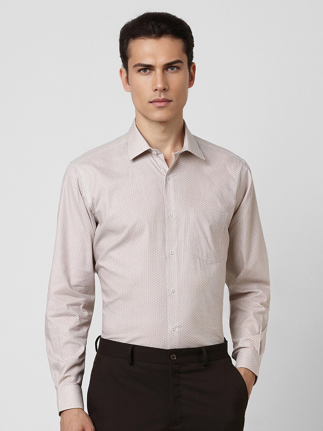 

Van Heusen Micro Ditsy Printed Pure Cotton Formal Shirt, Beige