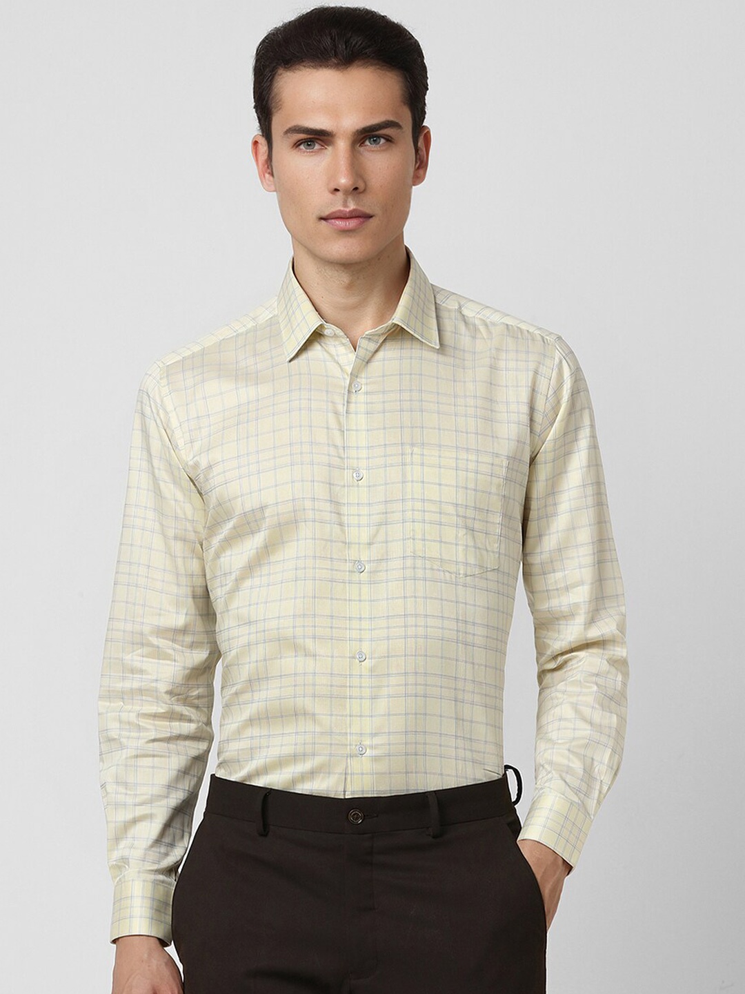 

Van Heusen Regular Fit Checked Cotton Formal Shirt, Yellow