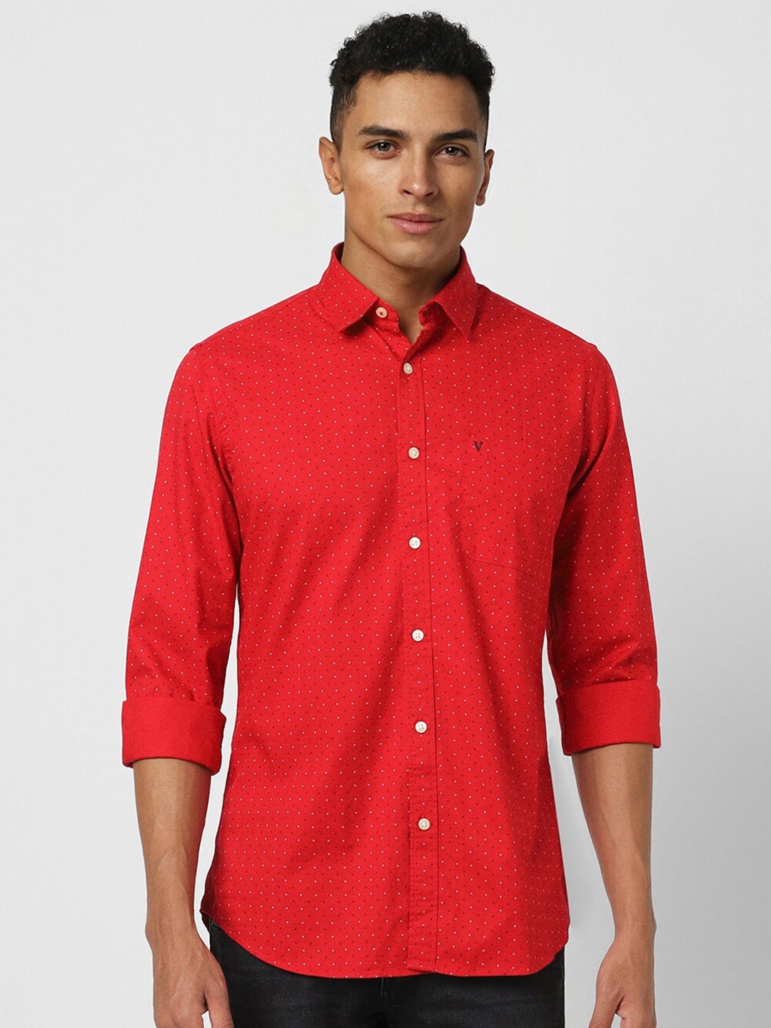 

Van Heusen Sport Slim Fit Micro Ditsy Printed Casual Shirt, Red