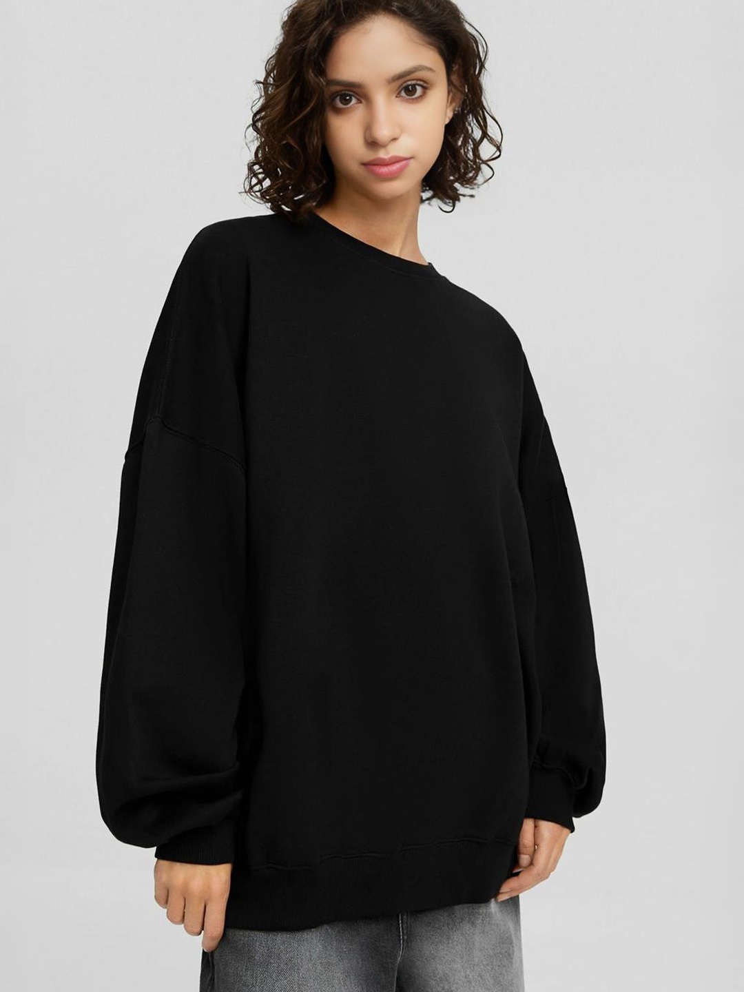 

Kotty Round Neck Fleece Pullover, Black