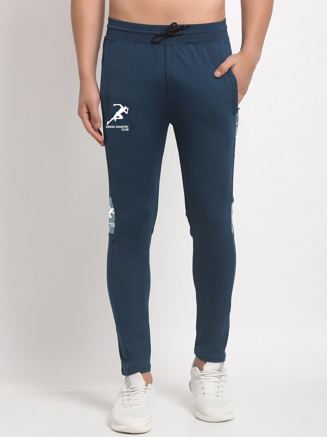 

Jinfo Men Mid Rise Track Pants, Navy blue