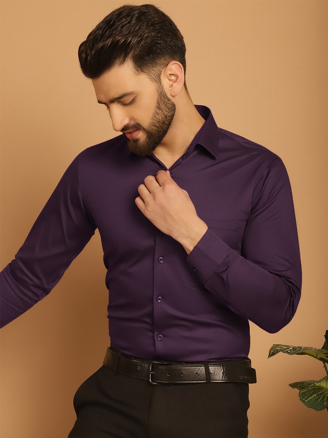 

Indian Needle Classic Spread Collar Formal Shirt, Purple