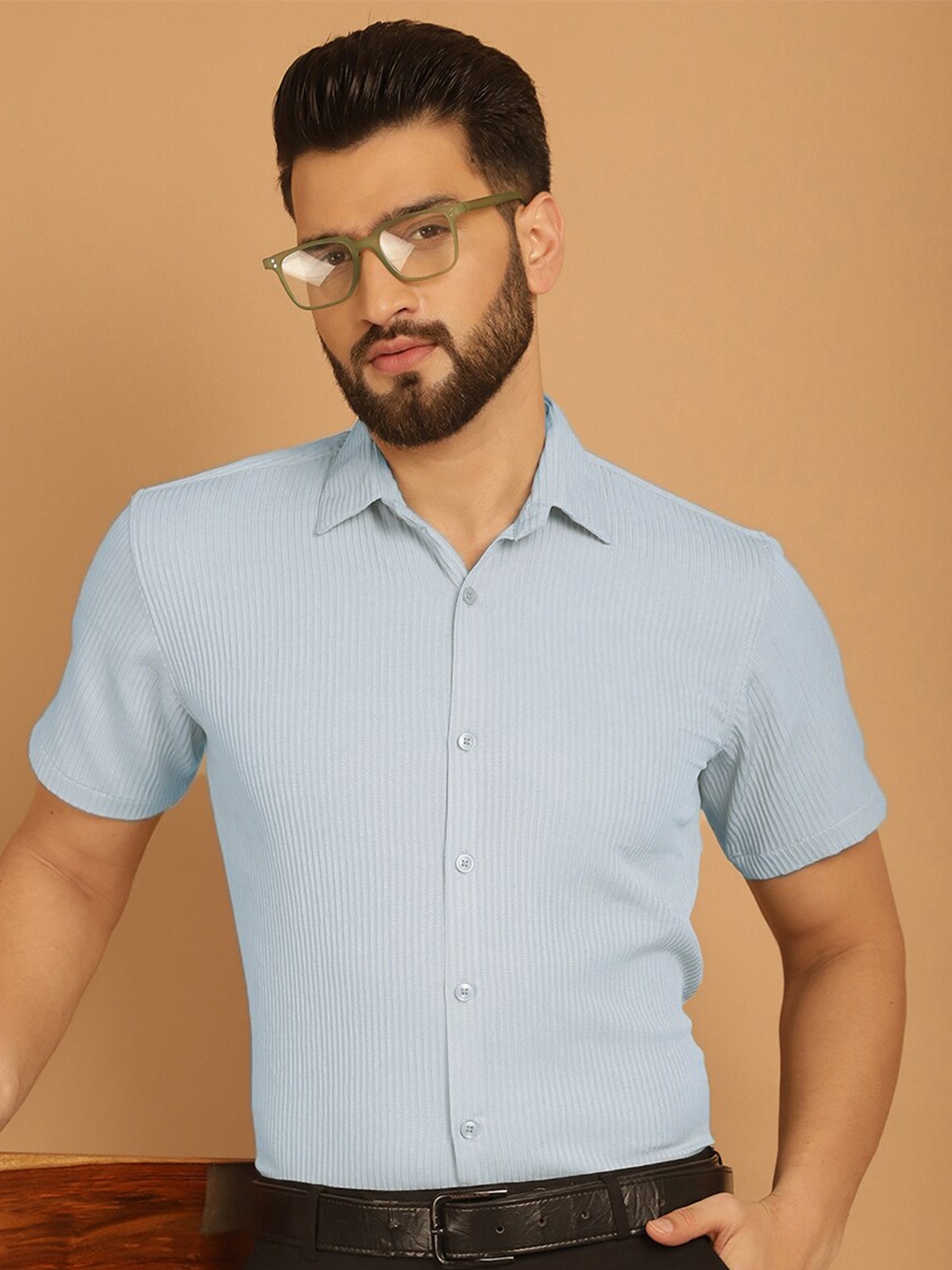 

Indian Needle Vertical Striped Classic Wrinkle Free Formal Shirt, Grey