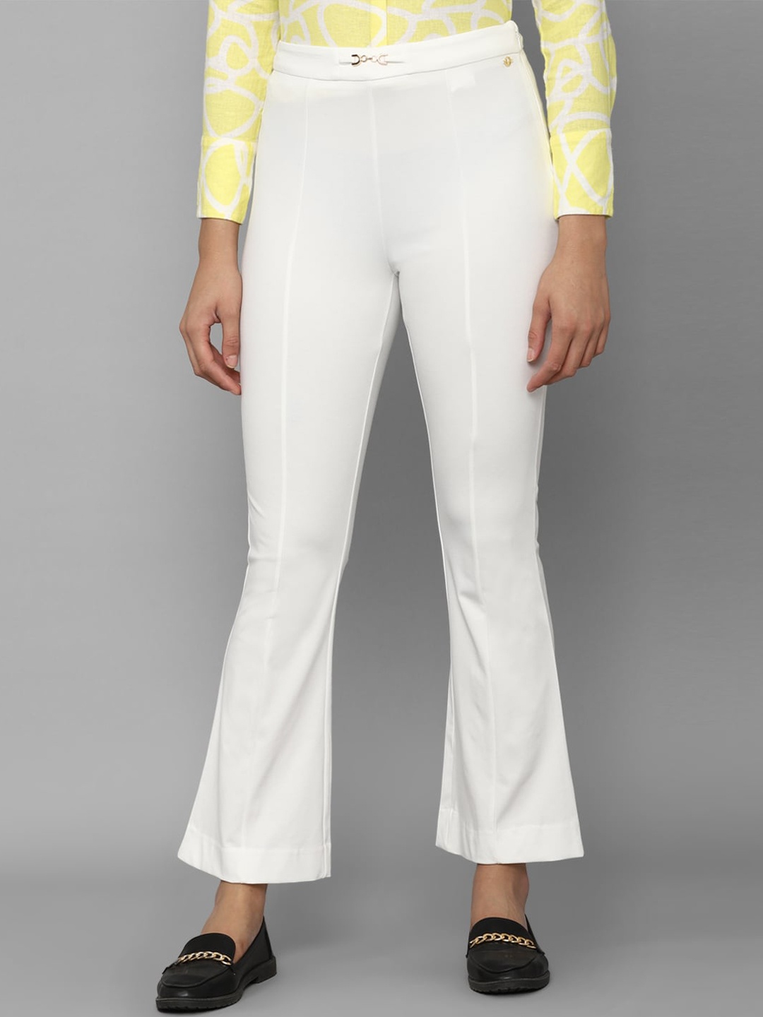 

Allen Solly Woman Regular Fit Mid-Rise Casual Bootcut Trousers, White