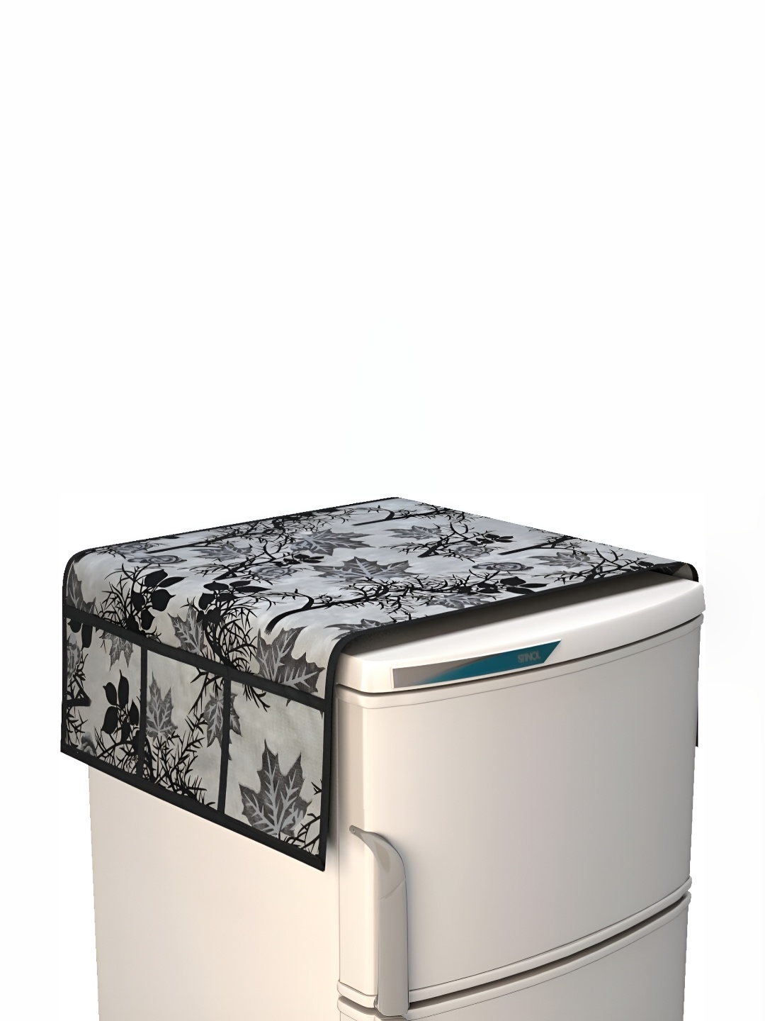 

hargunz Black & Grey Floral Printed Printed Refrigerator cover