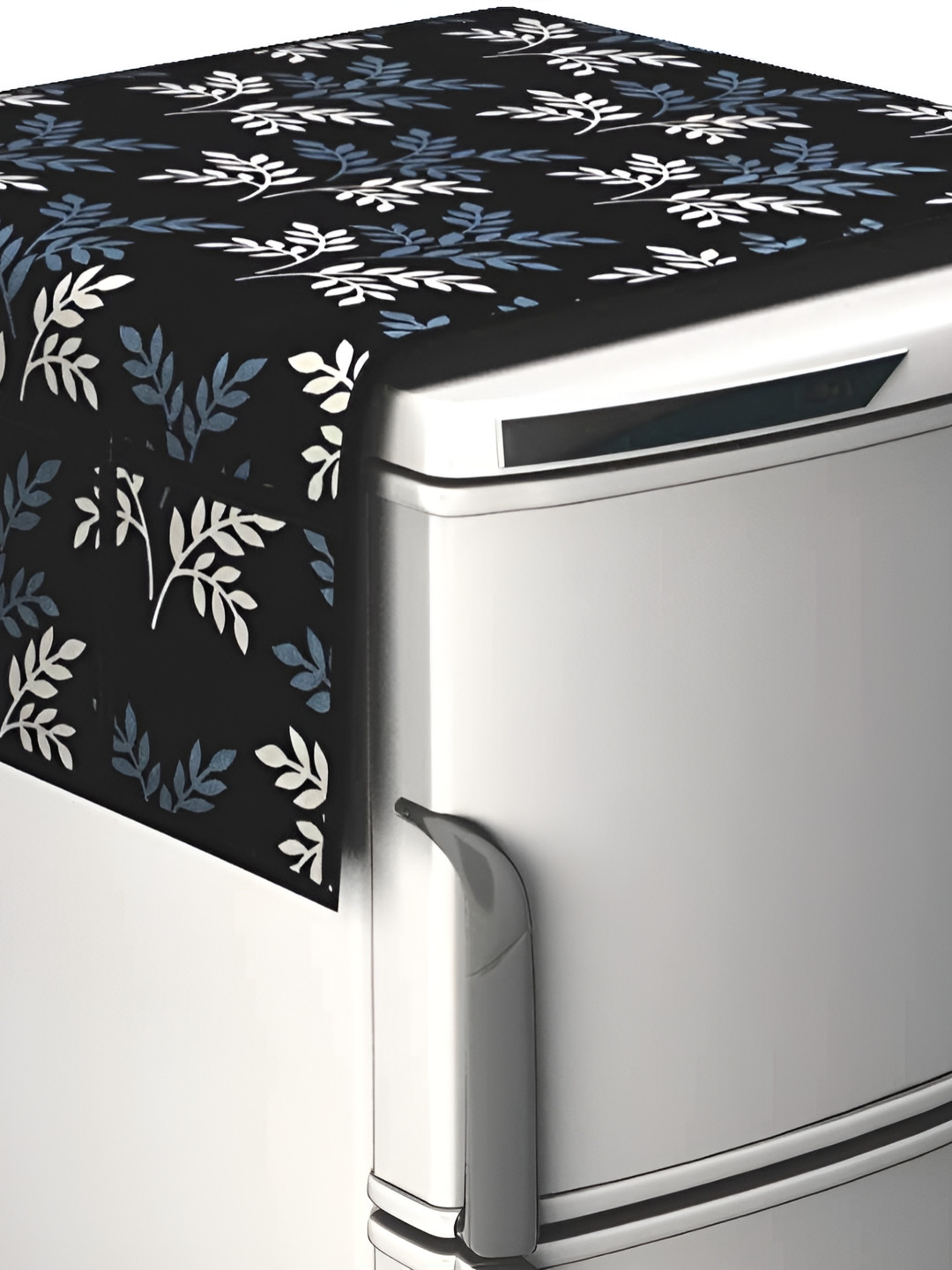 

hargunz Black & Blue Floral Printed Refrigerator Cover