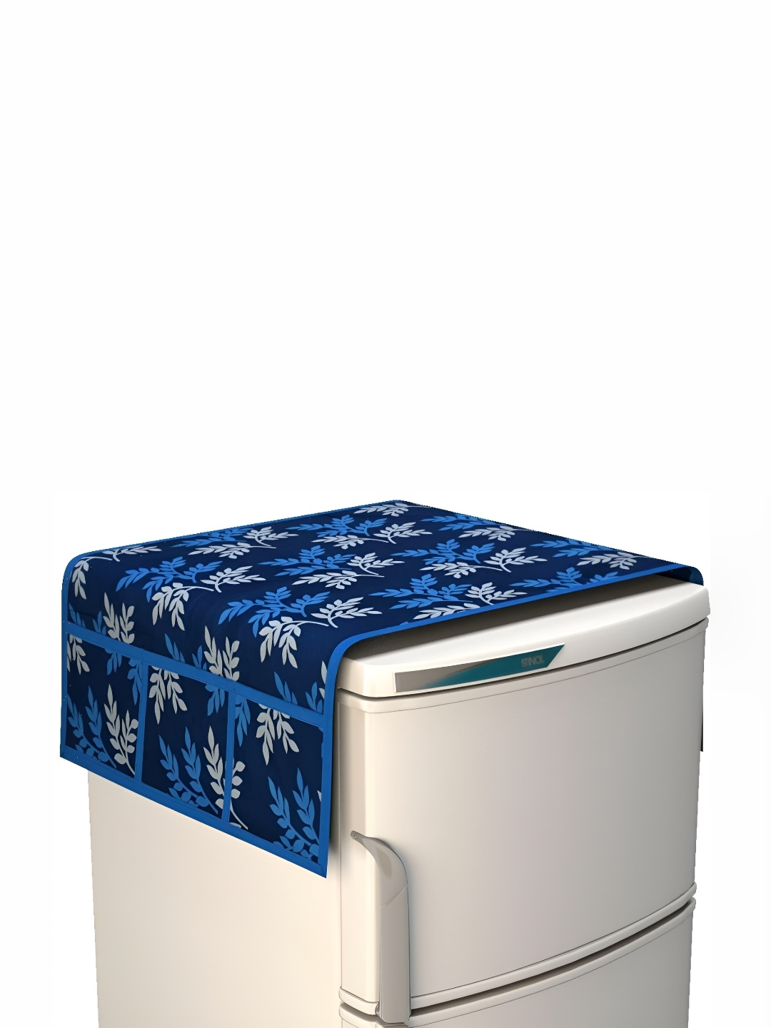 

hargunz Blue & Off White Floral Printed Refrigerator Cover