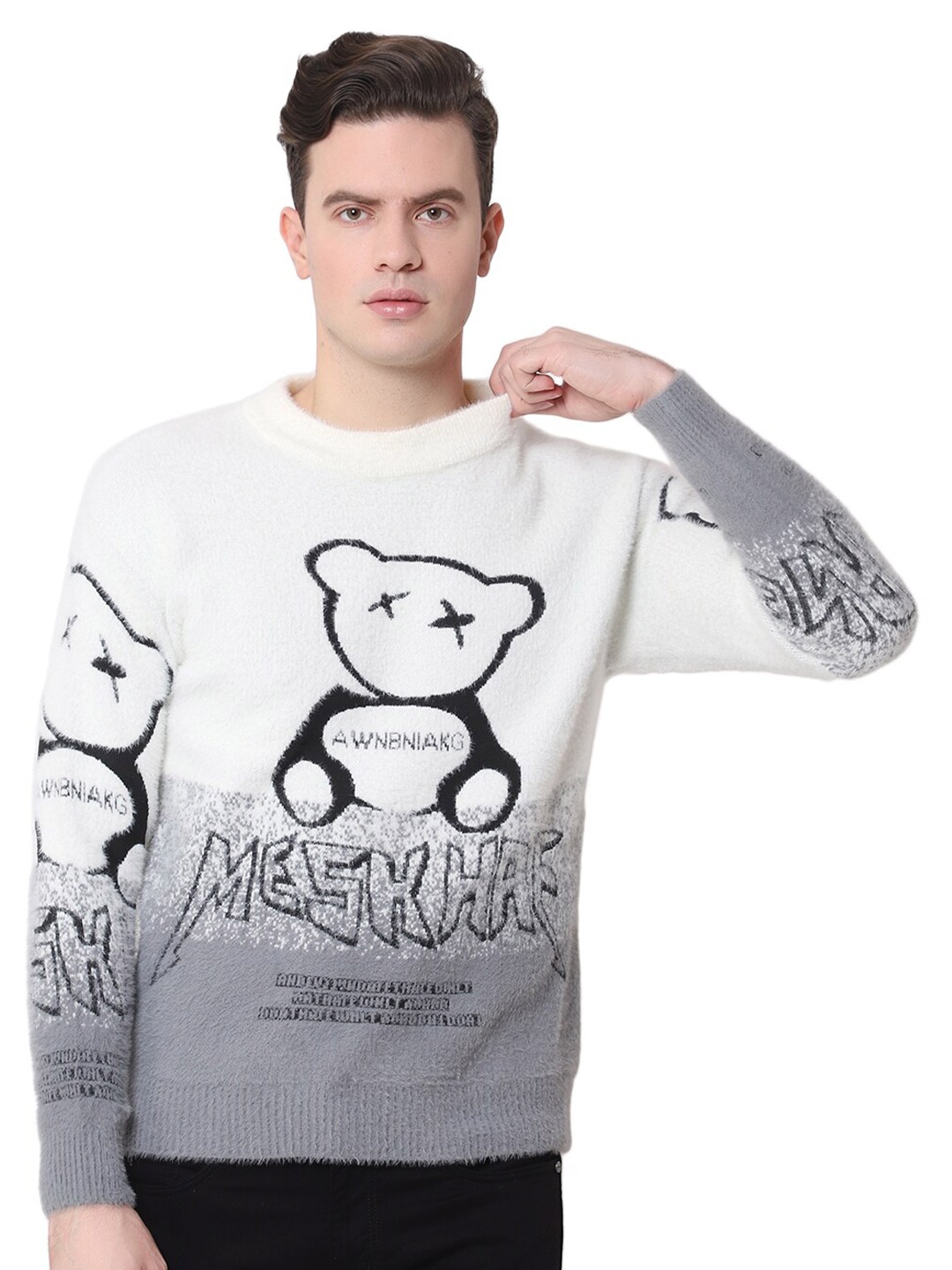 

Zacharias Graphic Printed Woollen Pullover, White