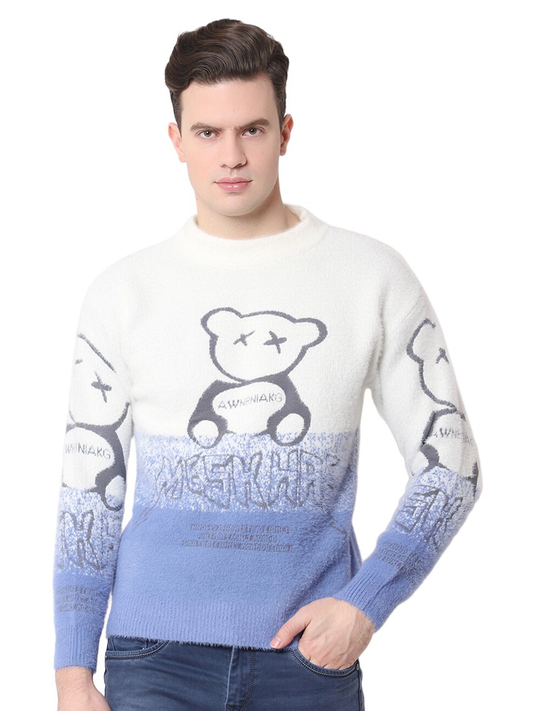 

Zacharias Graphic Printed Woollen Pullover, White