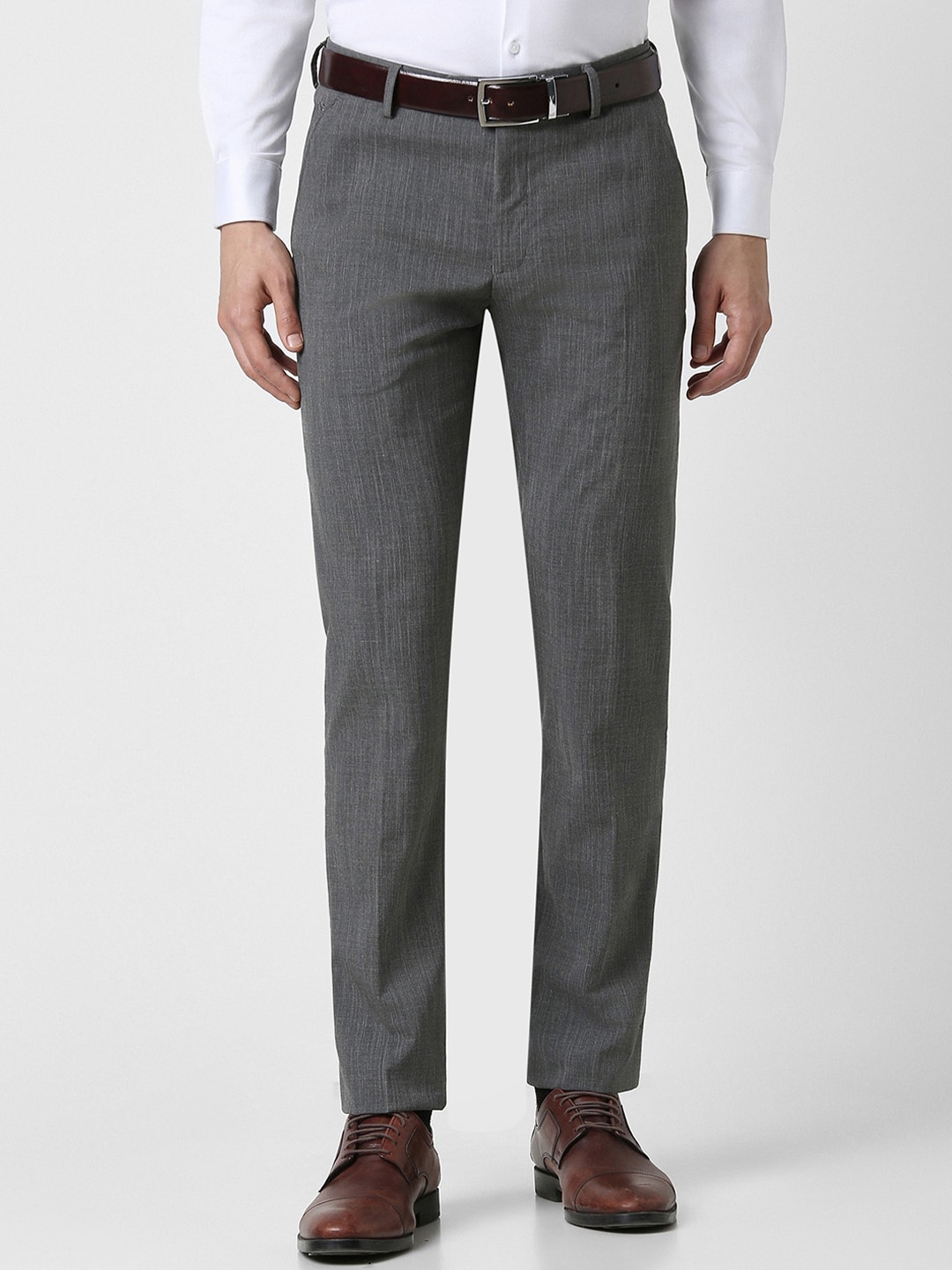 

Peter England Men Mid Rise Formal Trousers, Grey