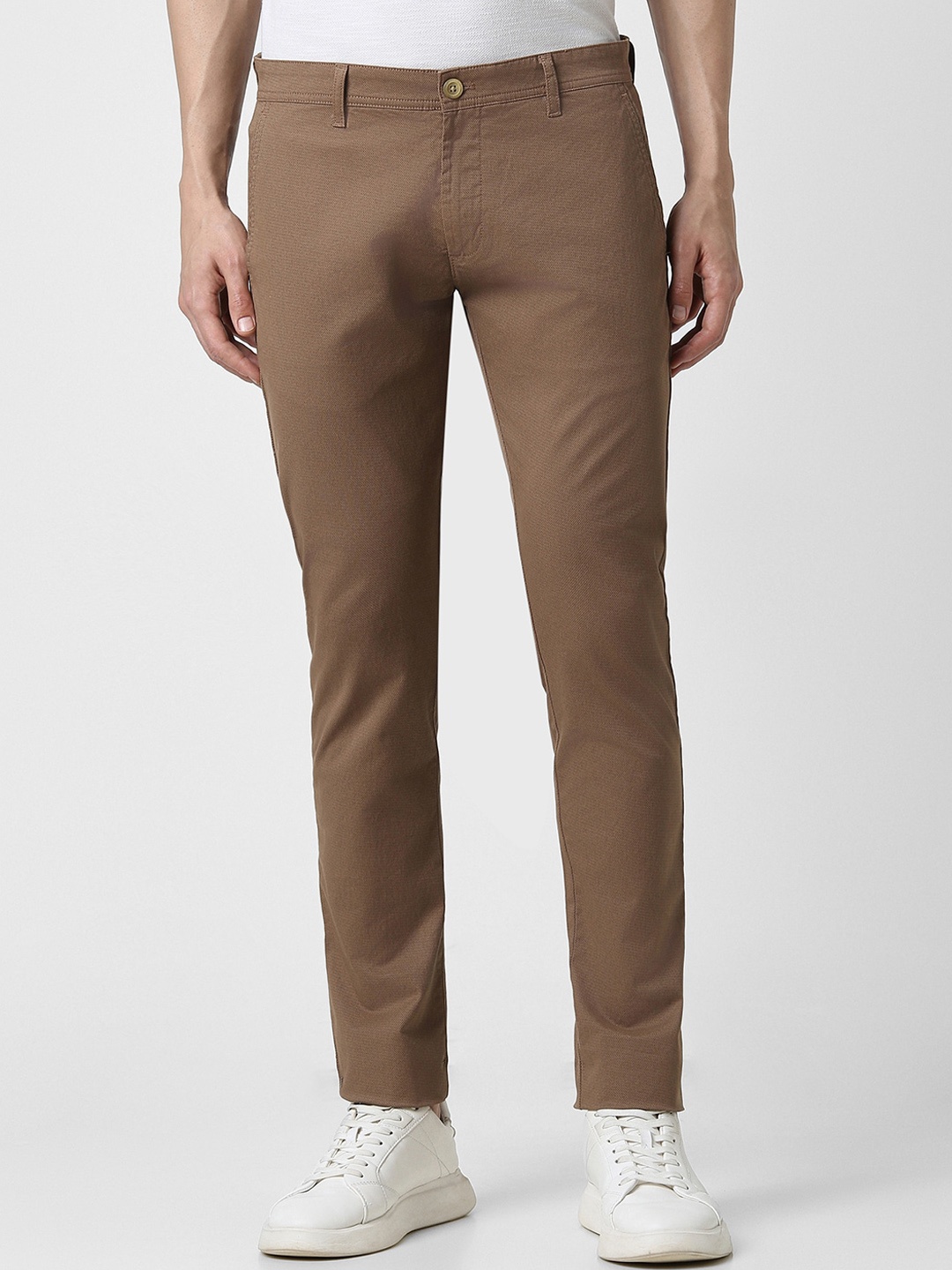 

Peter England Casuals Men Mid-Rise Skinny Fit Trousers, Brown