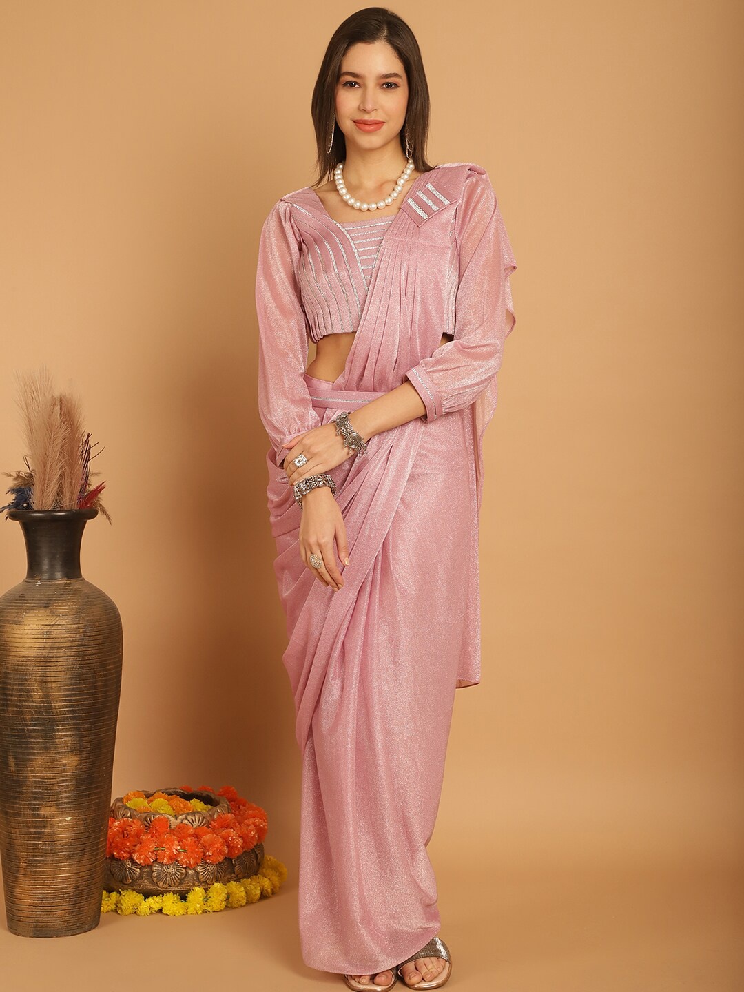 

Grancy Ready to Wear Saree, Pink
