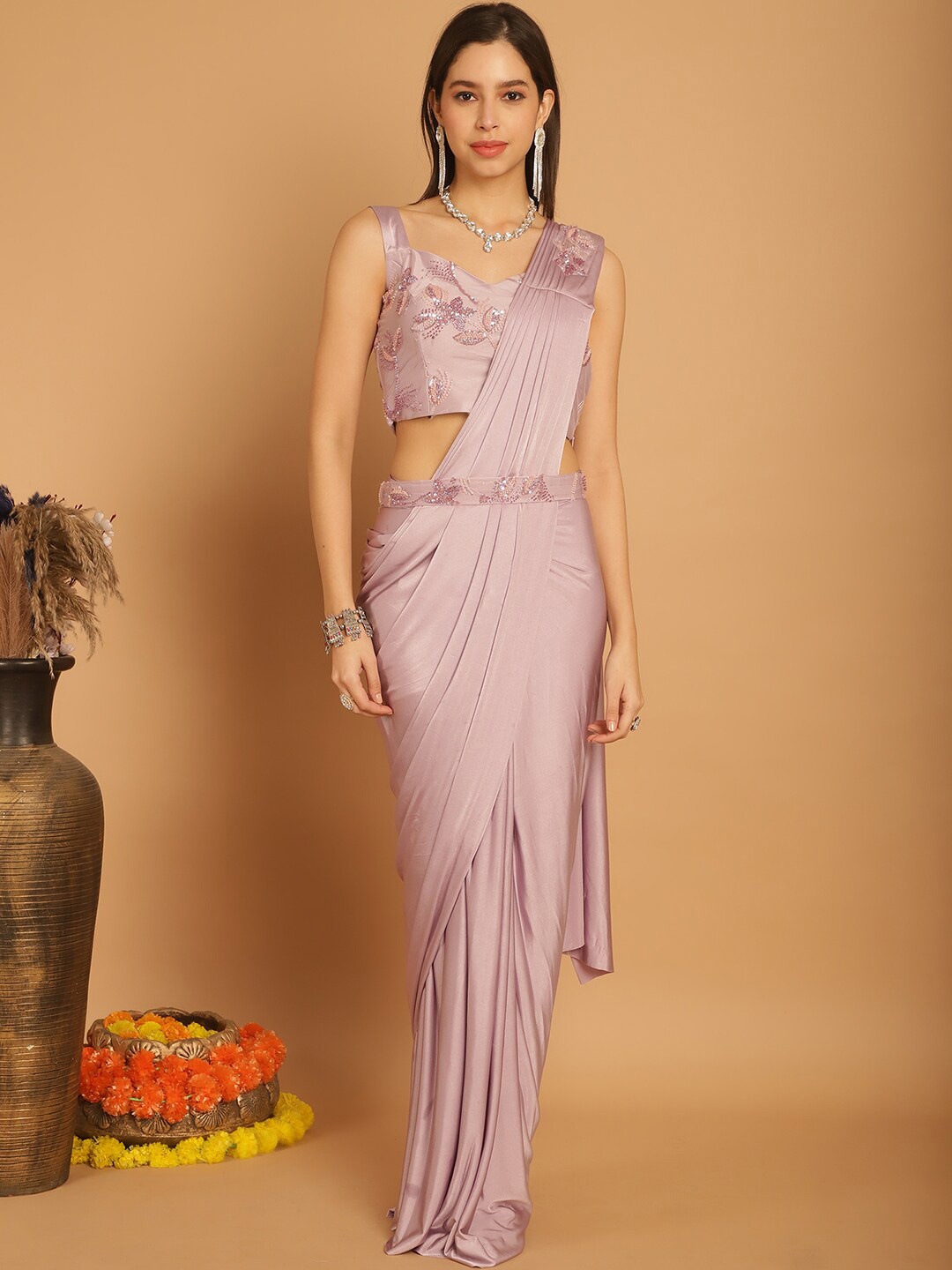 

Grancy Ready to Wear Belted Saree, Mauve