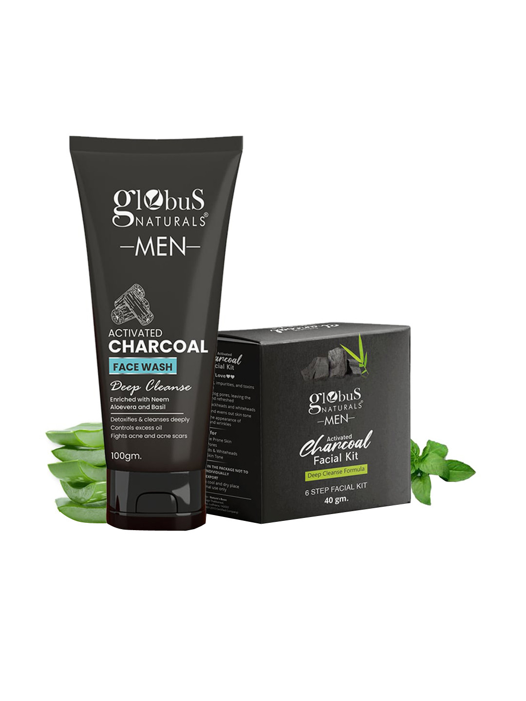 

Globus naturals 2-Pcs Activated Charcoal Face Wash 100g & Facial Kit 40g Combo, Multi