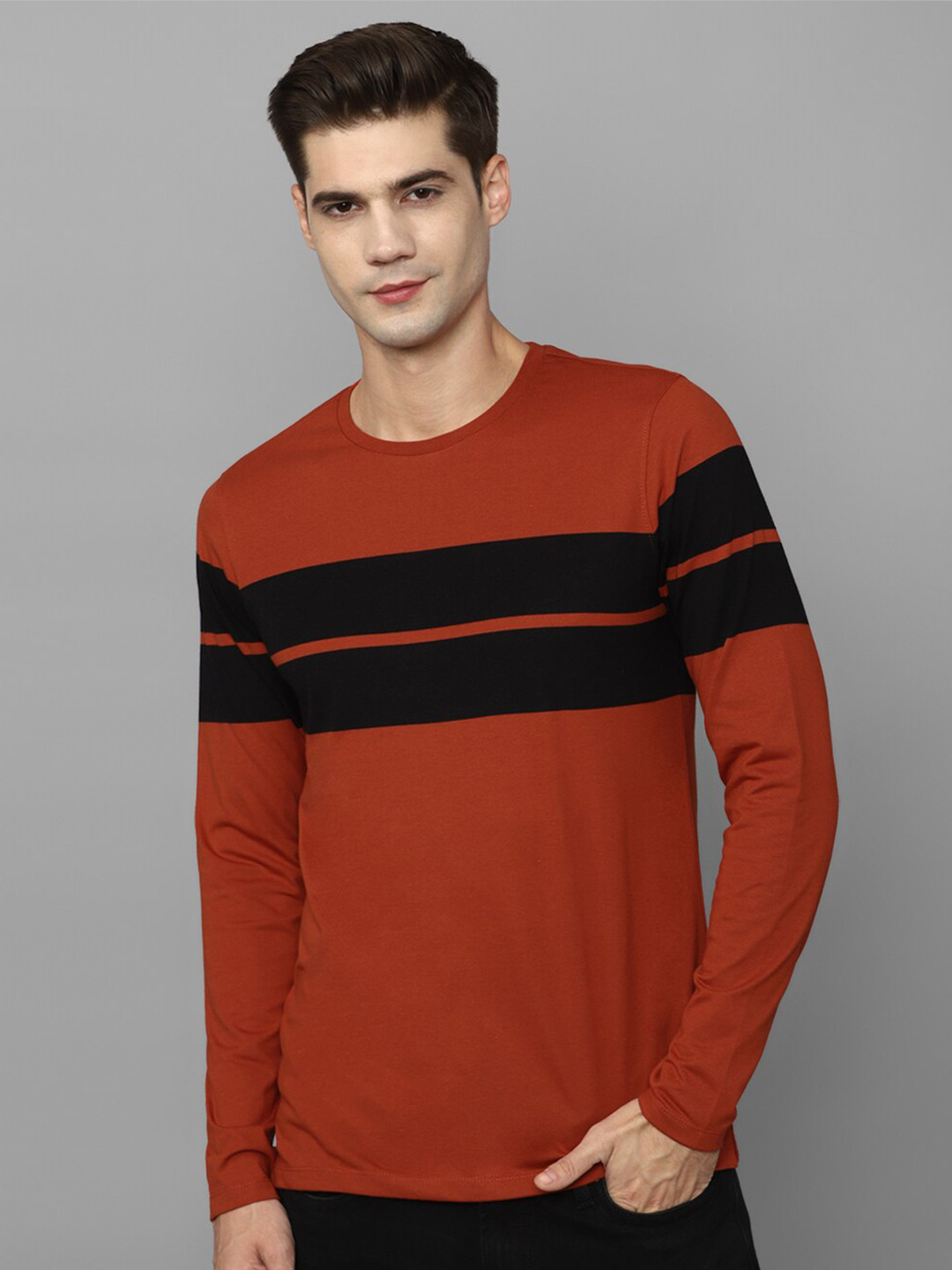 

Allen Solly Striped Round Neck T-shirt, Rust