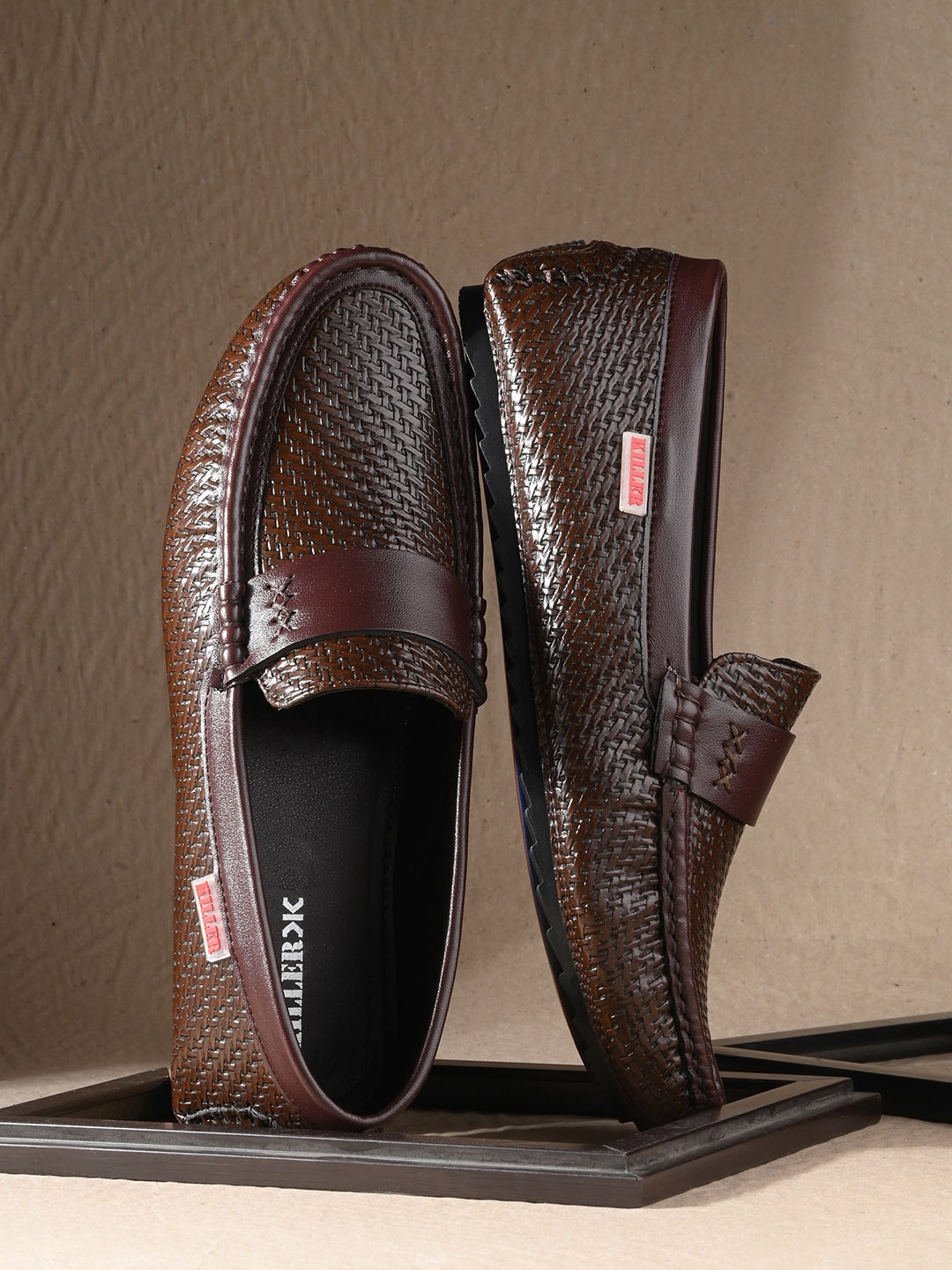 

Killer Men Textured Lightweight Penny Loafers, Brown