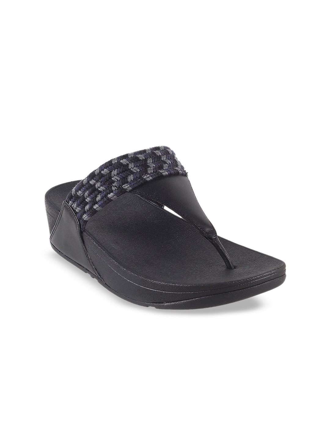 

fitflop Textured Open Toe Leather Comfort Heels, Black