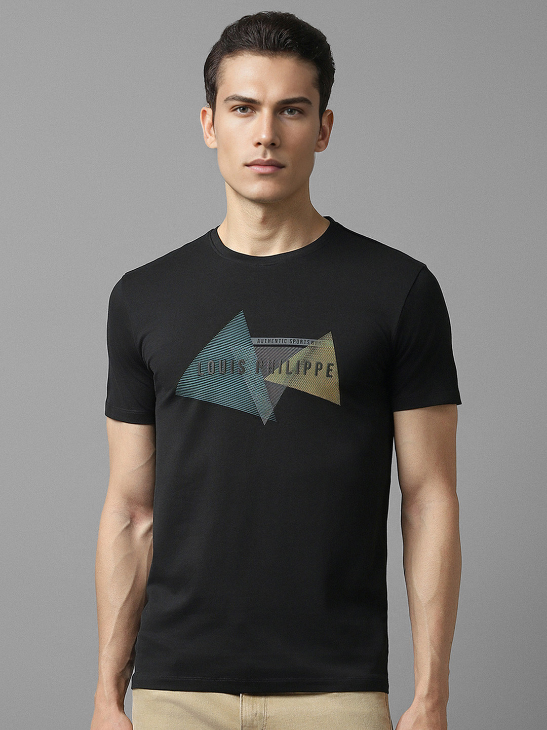 

Louis Philippe Sport Men Typography Printed Applique Slim Fit T-shirt, Black