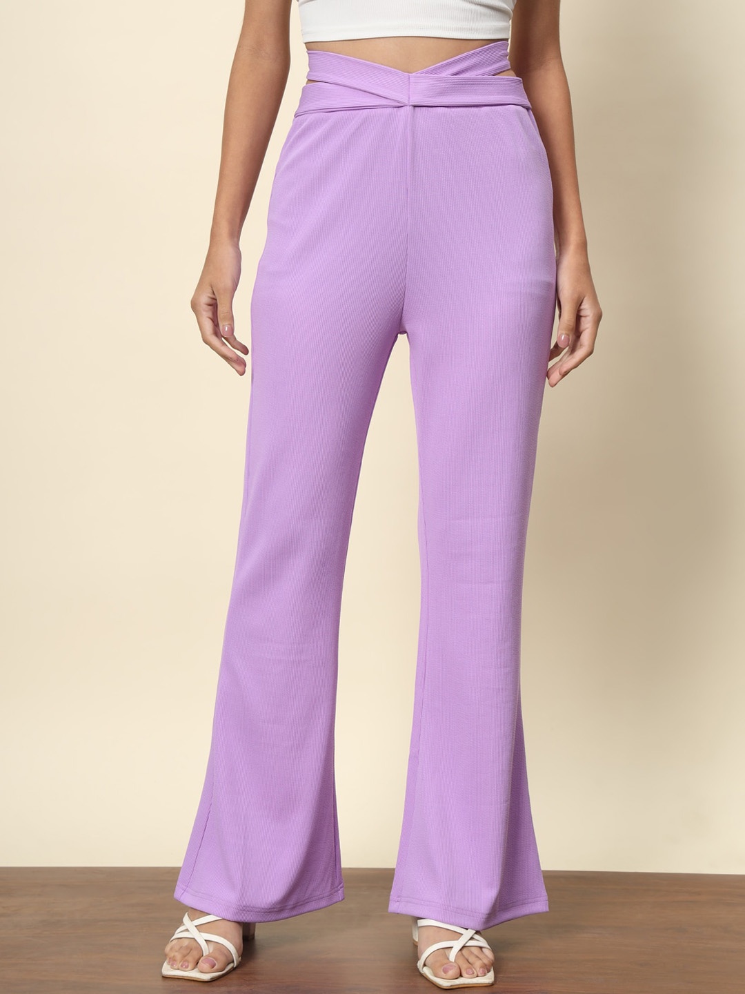 

Trend Arrest Women Tailored Flared High-Rise Bootcut Trousers, Lavender