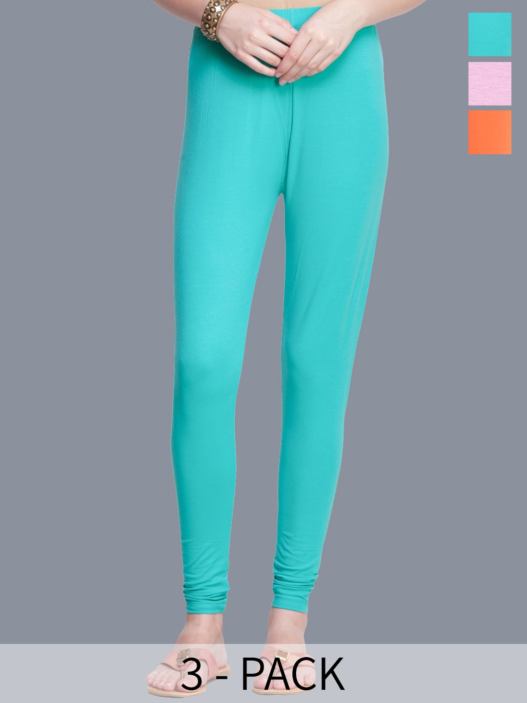 

Dollar Missy Pack Of 3 Ankle Length Leggings, Pink