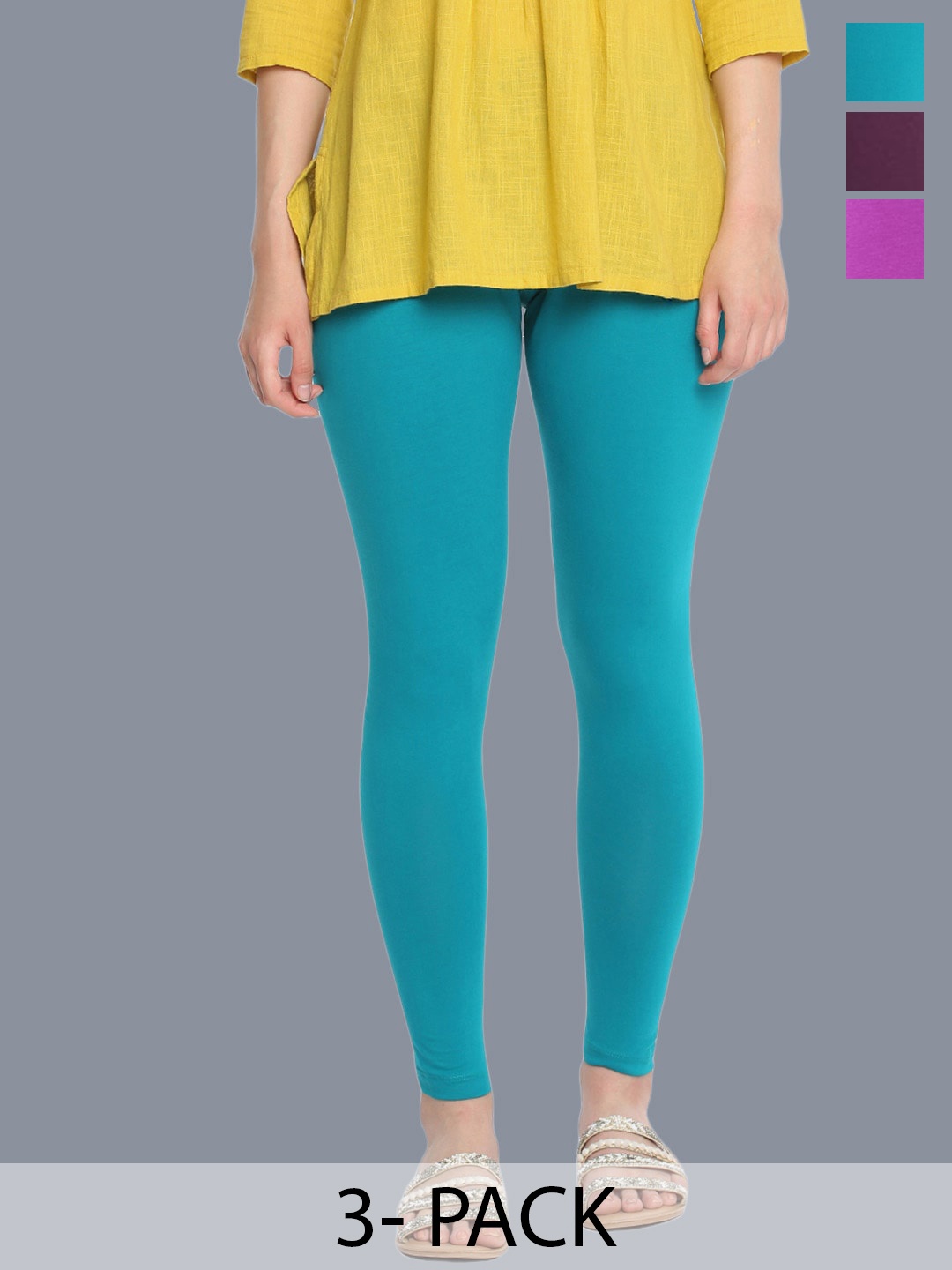 

Dollar Missy Pack Of 3 Shape Retention Ankle Length Leggings, Purple