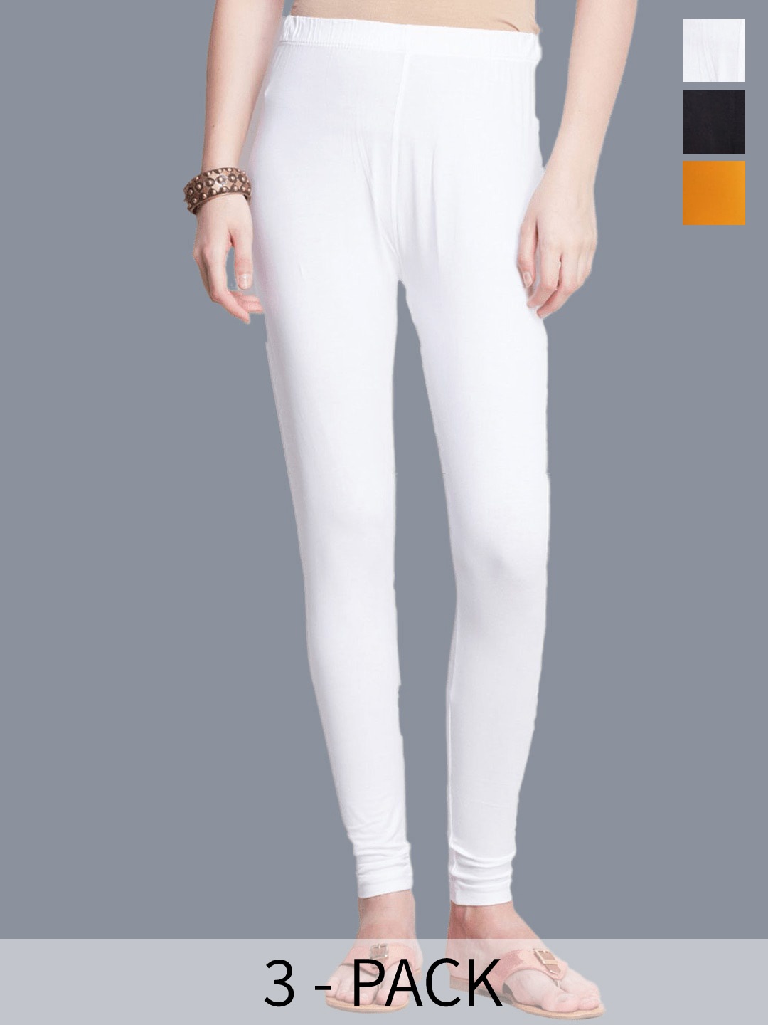 

Dollar Missy Pack Of 3 Shape Retention Ankle Length Leggings, White