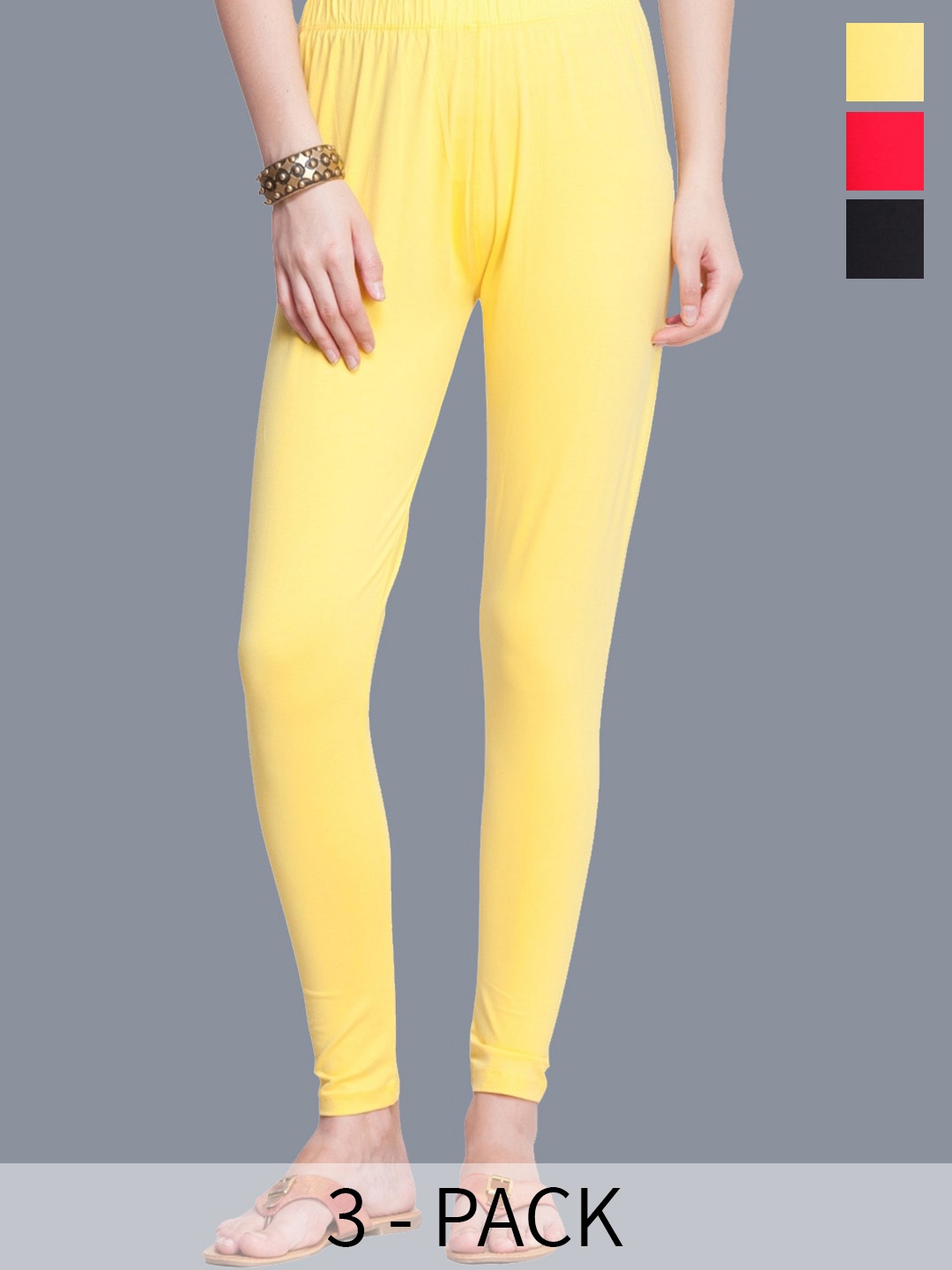 

Dollar Missy Pack Of 3 Ankle Length Leggings, Yellow