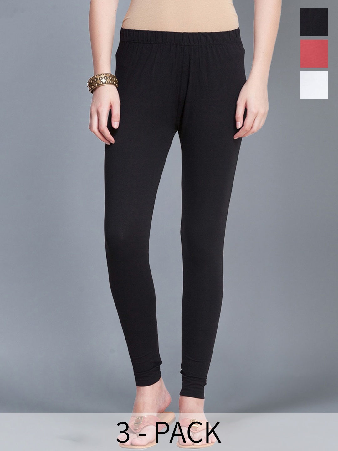 

Dollar Missy Pack Of 3 Ankle Length Leggings, Black