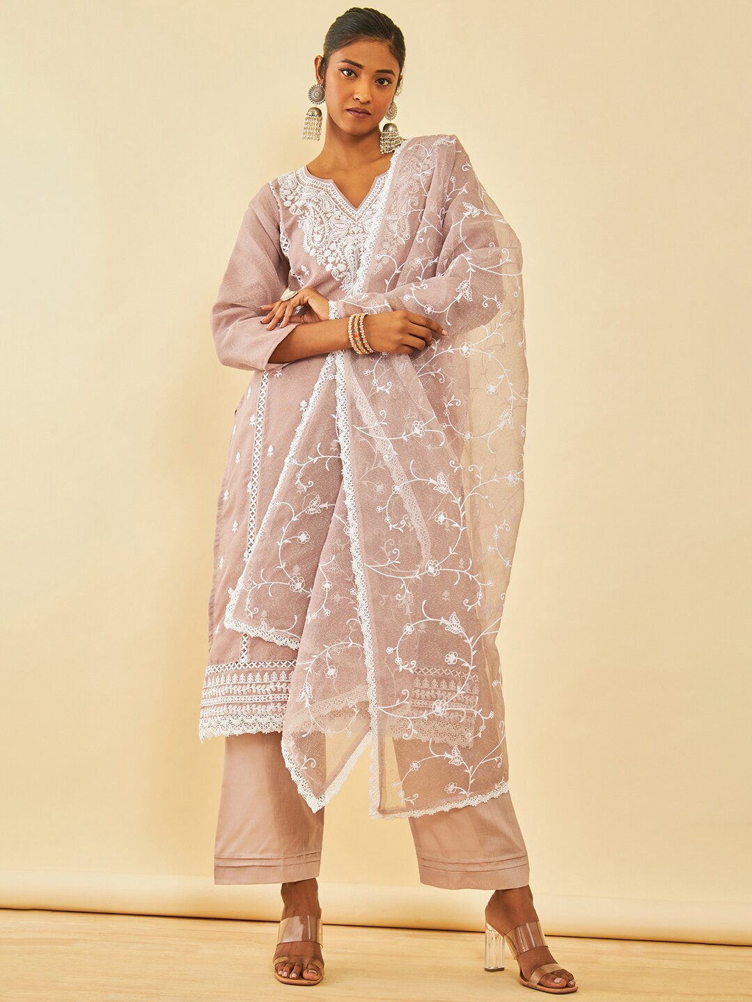 

Soch Embroidered Unstitched Dress Material, Mauve