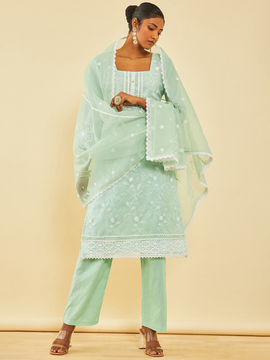 

Soch Green Floral Embroidered Unstitched Dress Material